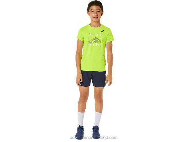 Kids\ Tennis Graphic Short Sleeve Top Hazard Green Asics XXPD4239