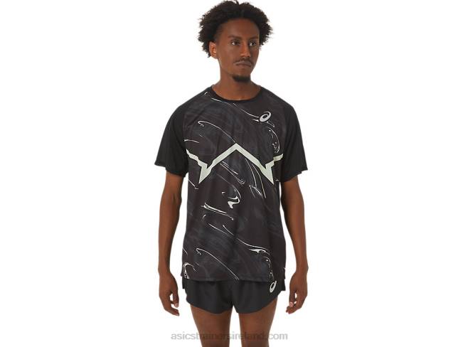 Mens Cj-Line Light Short Sleeve Top Performance Black/Whisper Green Asics XXPD255