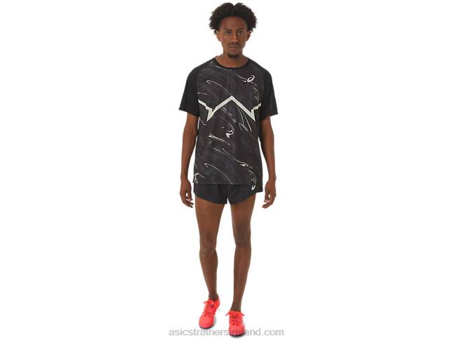 Men\s Cj-Line Light Short Sleeve Top Performance Black/Whisper Green Asics XXPD255