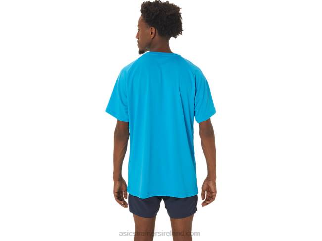 Men\s Finish Line Graphic Short Sleeve Top Island Blue Asics XXPD237