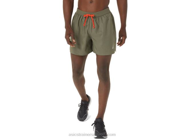 Mens Fujitrail Logo Short Mantle Green Asics XXPD1075
