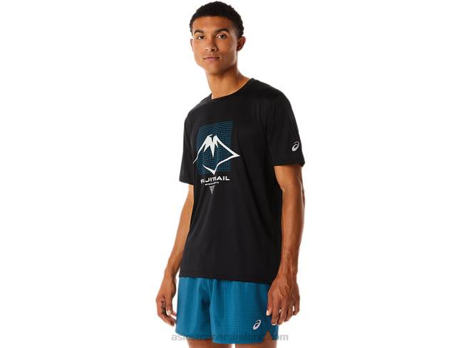 Men\s Fujitrail Logo Short Sleeve Top Performance Black Asics XXPD526