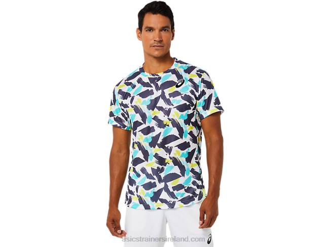 Mens Match Graphic Short Sleeve Top Brilliant White Asics XXPD1498