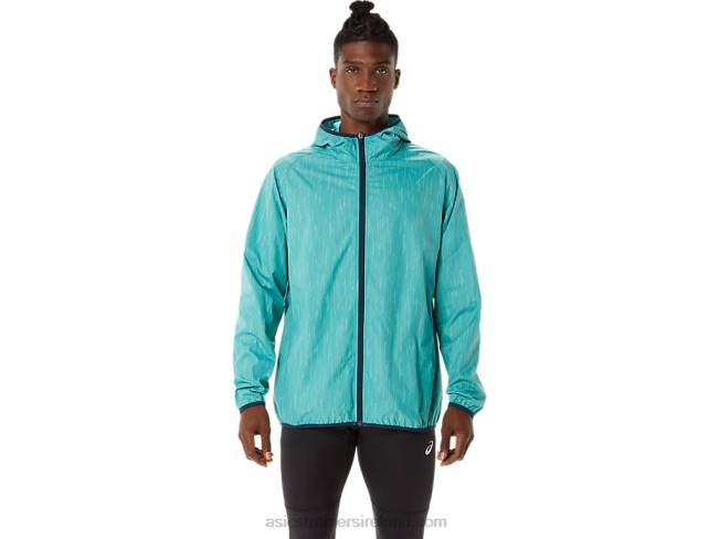 Mens Packable Jacket Sage Print/French Blue Asics XXPD1387