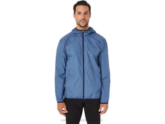 Mens Packable Jacket Storm Blue Heather/Peacoat Asics XXPD1829
