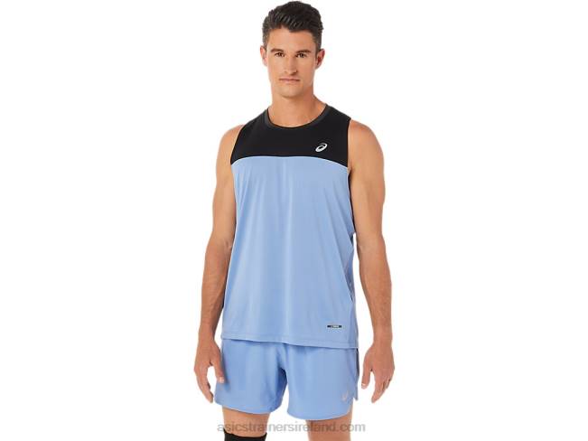 Mens Race Singlet Performance Black/Blue Harmony Asics XXPD1332