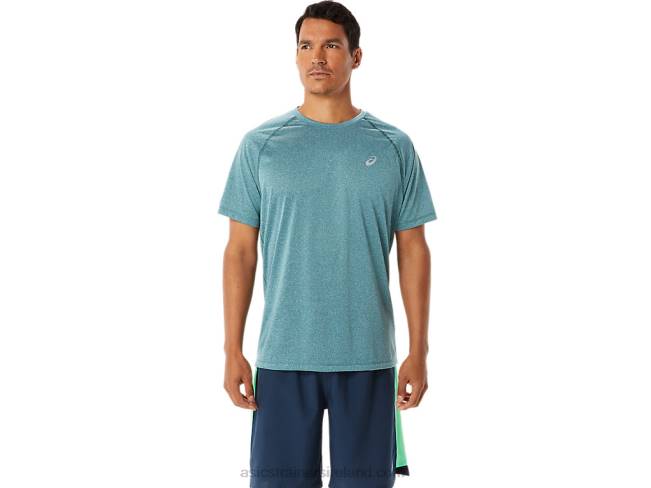 Mens Ready-Set Lyte Short Sleeve Velvet Pine Heather Asics XXPD944