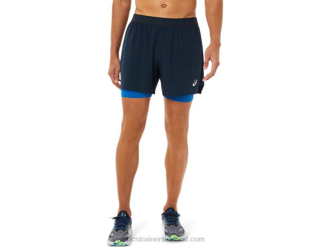 Mens Road 2-N-1 5in Short French Blue/Lake Drive Asics XXPD1534