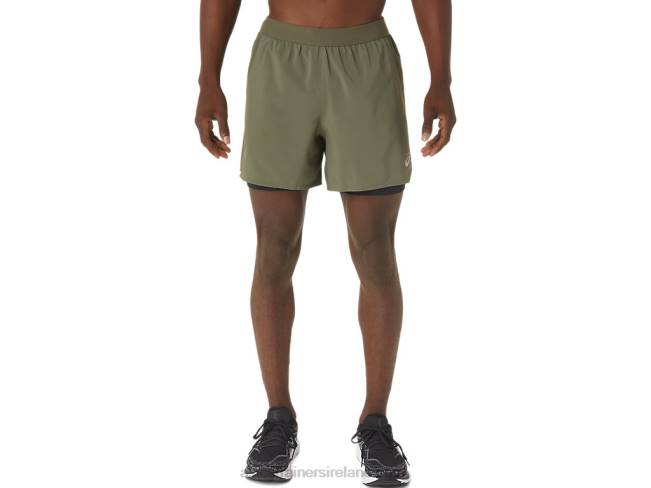 Mens Road 2-N-1 5in Short Mantle Green/Performance Black Asics XXPD1122
