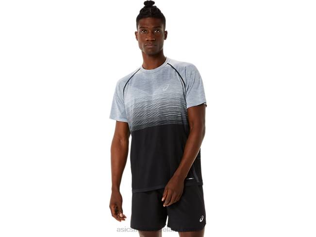 Mens Seamless Short Sleeve Top Performance Black/Carrier Grey Asics XXPD1127