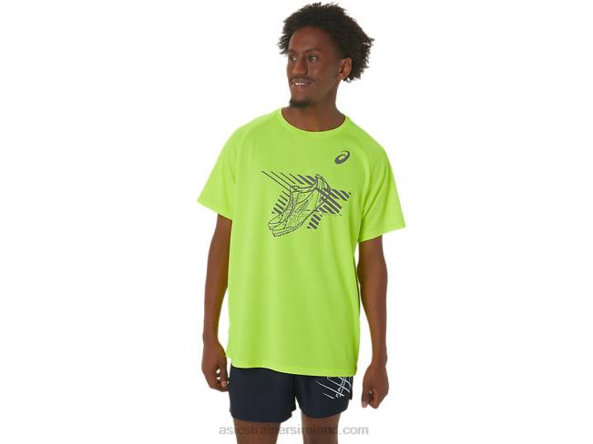 Mens Shoes Graphic Short Sleeve Top Safety Yellow Asics XXPD279