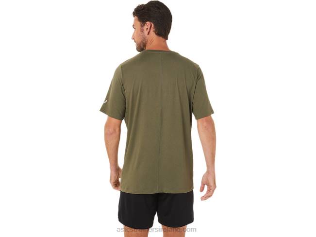 Men\s Short Sleeve Hthr Tech Top Olive Canvas Heather Asics XXPD1705