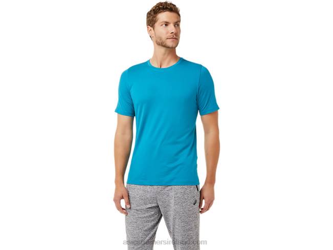 Mens Short Sleeve Hthr Tech Top Teal Blue Asics XXPD2035