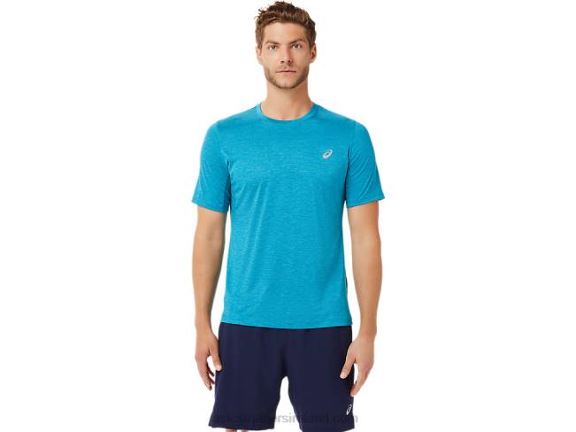 Mens Short Sleeve Performance Top Teal Blue Asics XXPD2037