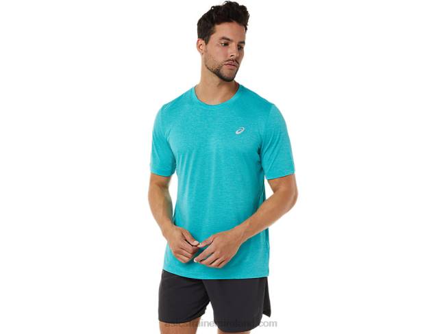 Mens Short Sleeve Performance Top Techno Cyan Asics XXPD892
