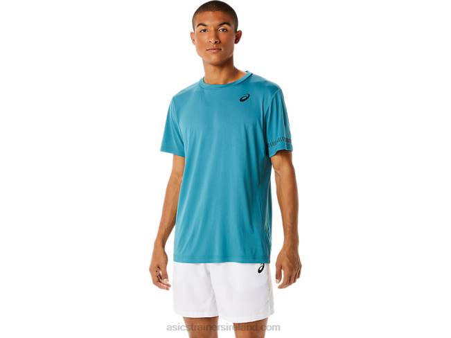 Mens Short Sleeve Tee Misty Pine Asics XXPD1138