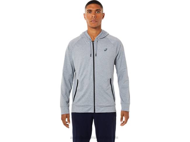 Mens Tech Full Zip Hoodie Sheet Rock Heather Asics XXPD1780