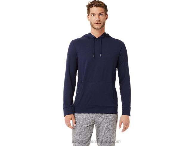 Mens Tech Pullover Hoodie Peacoat Heather Asics XXPD2028