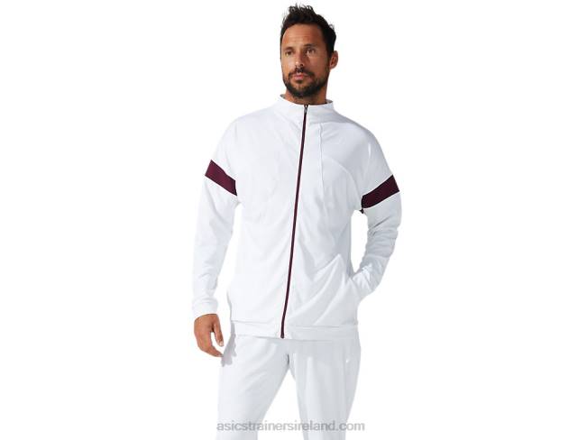 Mens Track Jacket Brilliant White/Deep Mars Asics XXPD1785