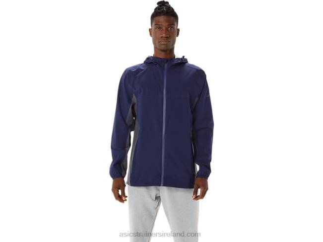Mens Waterproof Jacket Peacoat/Carrier Grey Asics XXPD1401