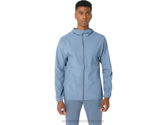 Mens Waterproof Jacket Steel Blue/Carrier Grey Asics XXPD214