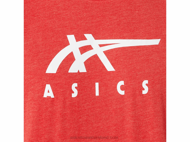 Stripe Short Sleeve Tee Classic Red Heather Asics XXPD1255