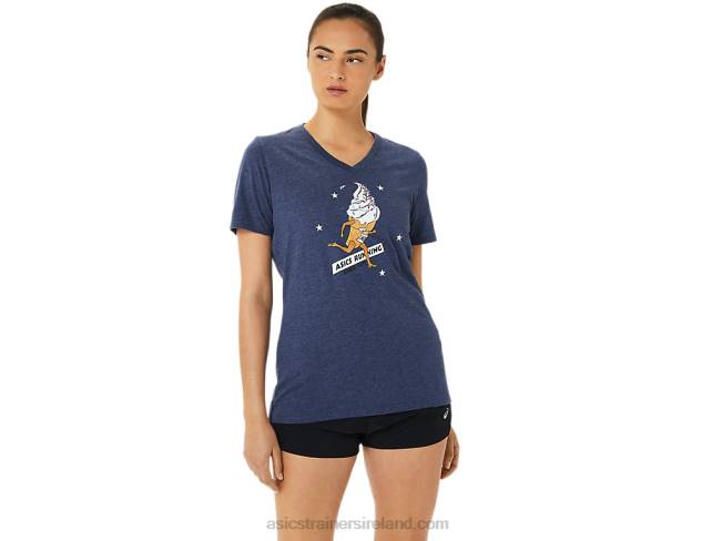 Womens Ice Cream Coming In Hot Short Sleeve Peacoat Heather Asics XXPD3194