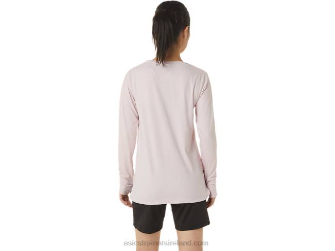 Women\s Long Sleeve Heather Top Barely Rose Heather Asics XXPD3273