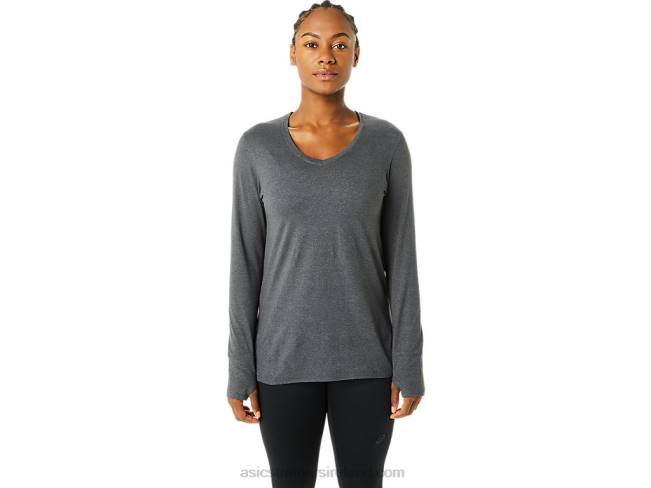 Womens Long Sleeve Heather Top Dark Grey Heather Asics XXPD3690