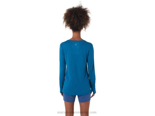 Women\s Long Sleeve Heather Top Deep Sea Teal Heather Asics XXPD2795