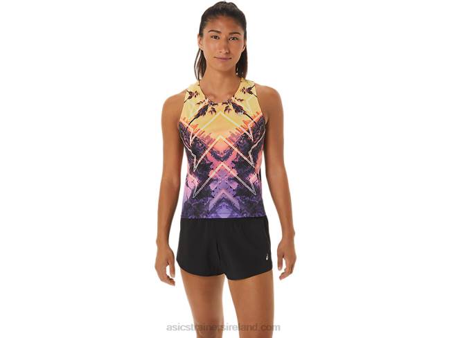 Womens Marathon Tank Light Orange/Orange Pop/Amethyst Asics XXPD2316