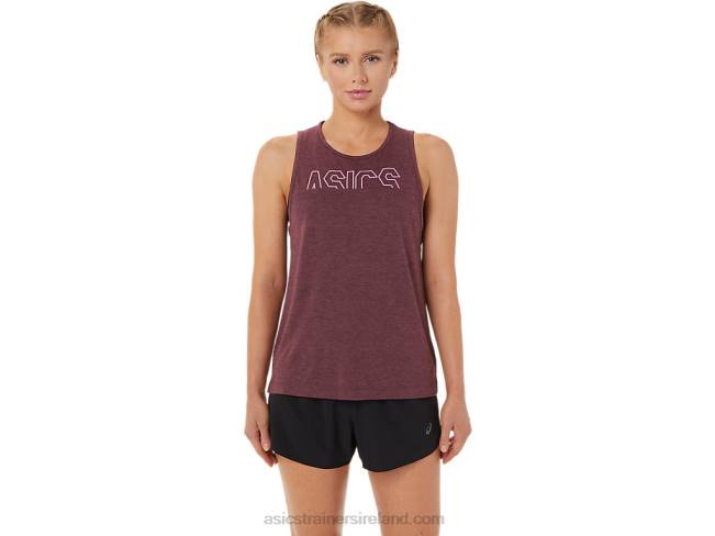 Womens Muscle Tank Deep Mars Heather/Dragon Fruit Asics XXPD3666