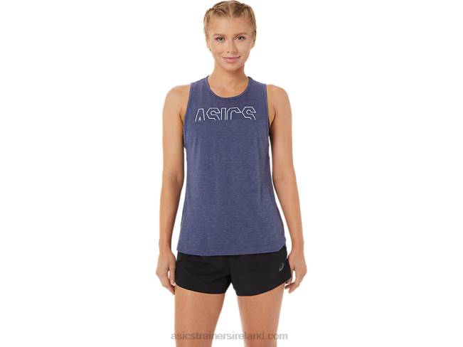 Womens Muscle Tank Peacoat Heather/Fresh Ice Asics XXPD3786
