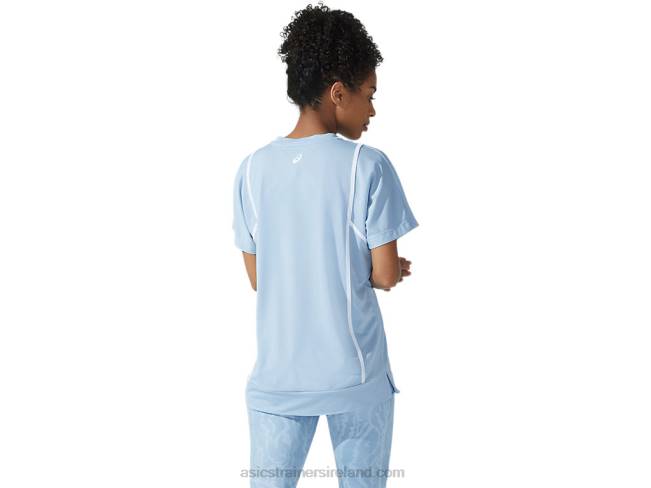 Women\s New Strong 92 Short Sleeve Top Mist/Brilliant White Asics XXPD3753