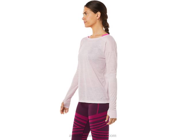 Women\s Open Back Long Sleeve Top Barely Rose Asics XXPD3382
