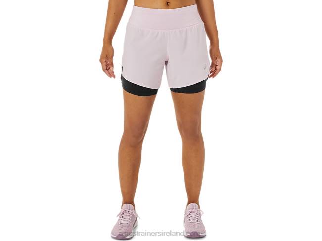 Womens Road 2-N-1 55in Short Barely Rose/Performance Black Asics XXPD3487