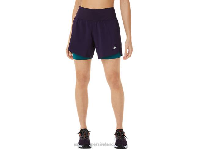 Womens Road 2-N-1 55in Short Night Shade/Velvet Pine Asics XXPD3025