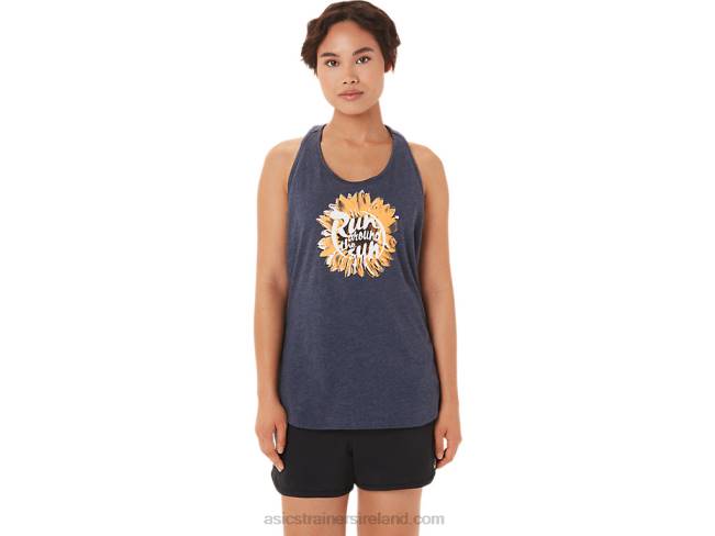 Womens Run Around The Sun Racerback Peacoat Heather Asics XXPD3418
