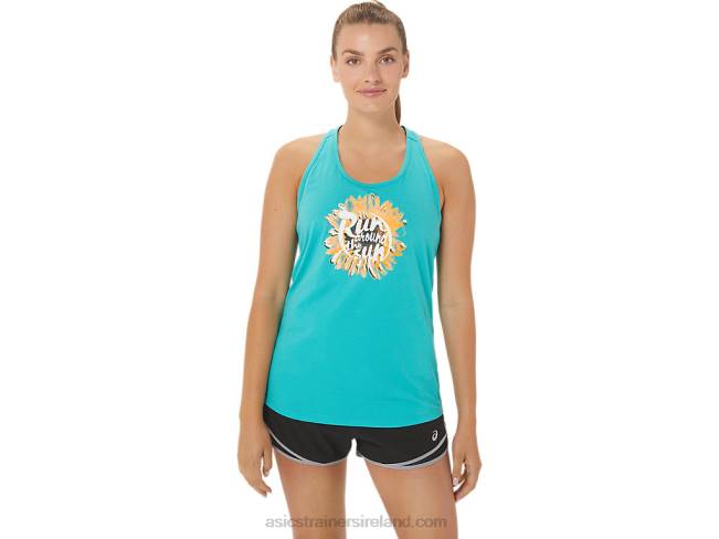 Womens Run Around The Sun Racerback Sea Glass Asics XXPD3013