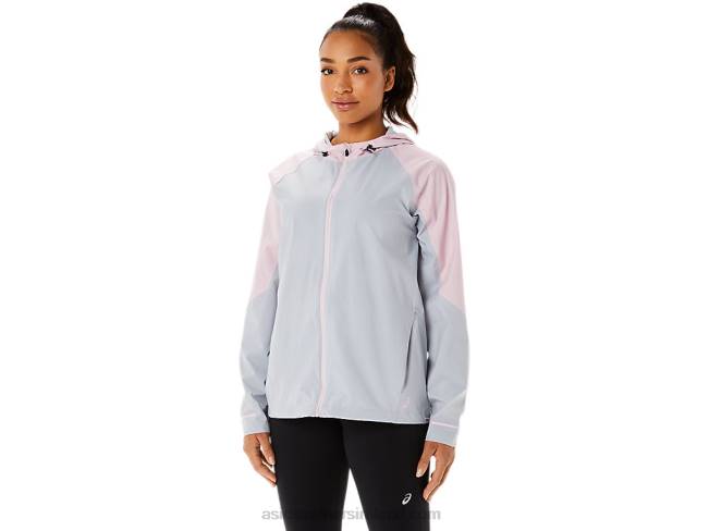 Womens Waterproof Jacket Piedmont Grey/Barely Rose Asics XXPD3333